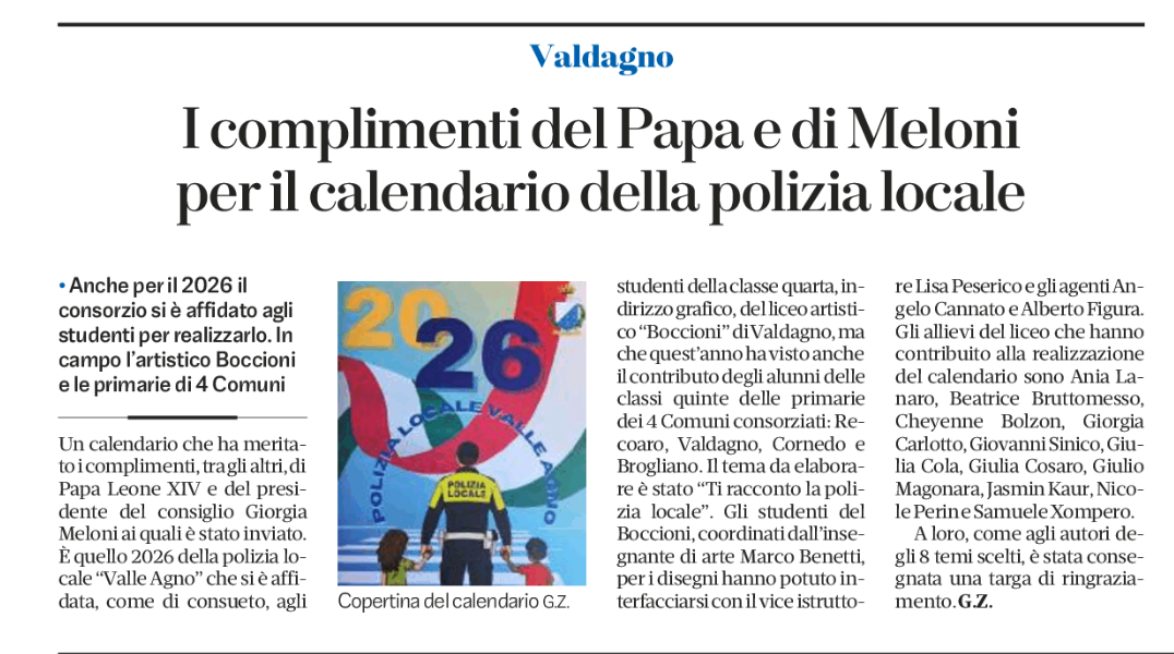 Immagine: 20260220 GDV 31 calendario 2026